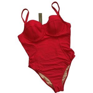 NWOT JCrew $110 Demi Underwire One-Piece Swimsuit 0 Belvedere Red G1738 pool